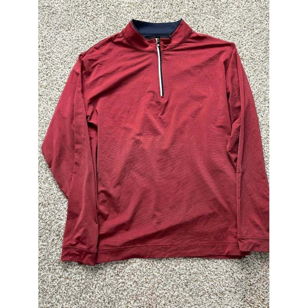 FootJoy Mens XL Quarter Zip Pullover Red Black Stripe Performance Golf Shirt